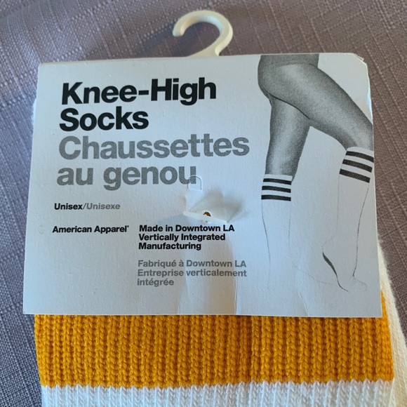 NWT gold and white striped tube sock, American apparel y2k dead stock - Picture 4 of 6